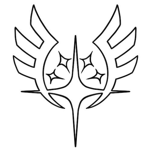 The symbol of the Acolytes: A pair of wings over stars