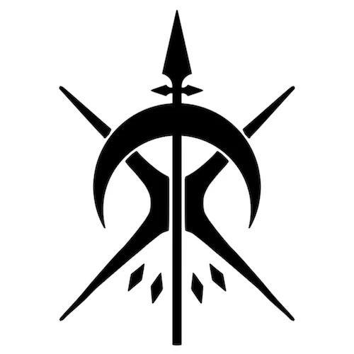 Symbol of tue Unsainted: a star, moon, spear, and diamonds